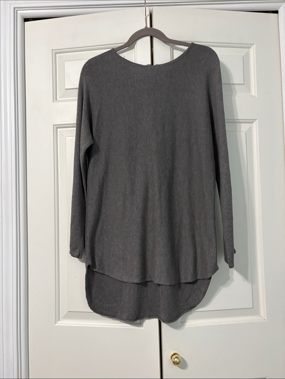 Joan Vass Charcoal Gray High-Low Long Sleeve Tunic